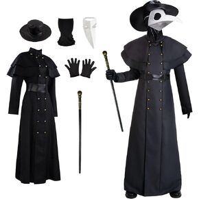 زي طبيب الطاعون كيناليو للجنسين، أزياء الهالوين مع قناع وقبعة طبيب الطاعون، عصا طبيب الطاعون in Kuwait