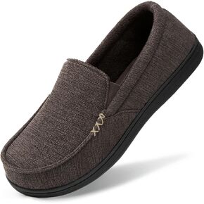 HomeTop Men's House Slippers Memory Foam Shoes Moccasins Style Indoor Outdoor Classic Breathable Premium Microsuede Washable Slippers