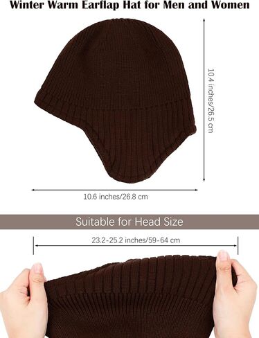 Motarto Winter Warm Earflap Hat Extended Thickened Fleece Lined Knit Beanie Hats Stretchy Windproof Skull Cap for Men Women in Kuwait