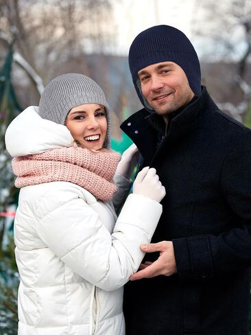 Motarto Winter Warm Earflap Hat Extended Thickened Fleece Lined Knit Beanie Hats Stretchy Windproof Skull Cap for Men Women in Kuwait