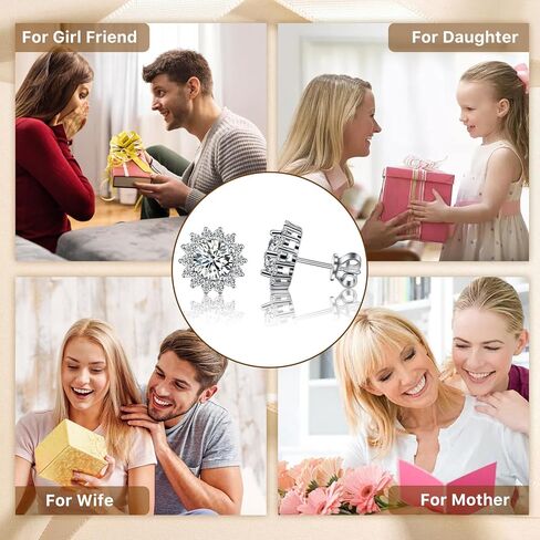 أقراط ONKAZO Moissanite المرصعة في المختبر أقراط ألماس مضادة للحساسية 0.6 قيراط - 2 قيراط D لون دائري 18 قيراط مطلي بالذهب الأبيض 925 أقراط من الفضة الإسترلينية هدايا مجوهرات للنساء والرجال in Kuwait