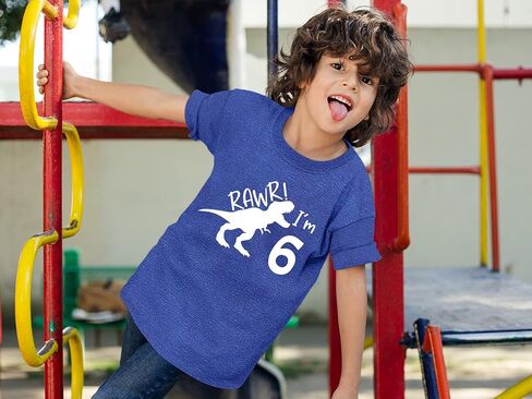 Rawr im 6 ديناصور عيد الميلاد السادس قميص الصبي 6 سنوات من العمر دينو بلايز هدير ستة Bday in Kuwait