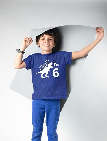 Rawr im 6 ديناصور عيد الميلاد السادس قميص الصبي 6 سنوات من العمر دينو بلايز هدير ستة Bday in Kuwait