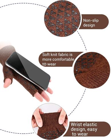 4 Pairs Unisex Winter Half Finger Knit Gloves Stretchy Non-Slip Winter Warm Knitted Fingerless Gloves in Saudi Arabia