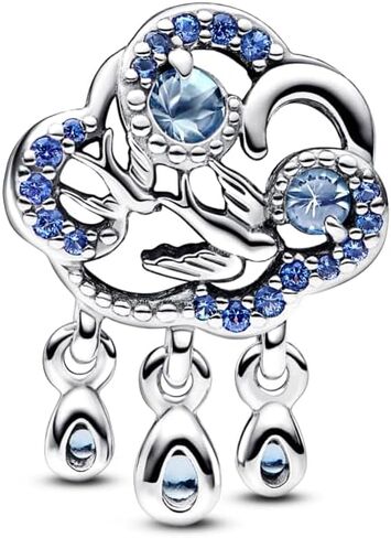 PANDORA Cloud & Swallow Charm - Compatible Moments Bracelets - Jewelry for Women - Gift for Women in Your Life - Made with Sterling Silver & Man-Made Crystal in Saudi Arabia