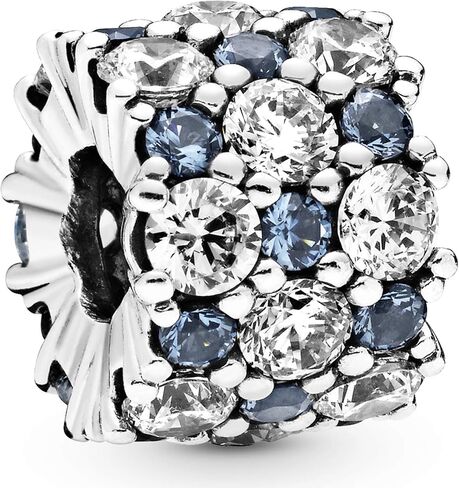 PANDORA Blue & Clear Sparkle Charm - Compatible Moments Bracelets - Jewelry for Women - Gift for Women in Your Life - Made with Sterling Silver & Cubic Zirconia in Saudi Arabia
