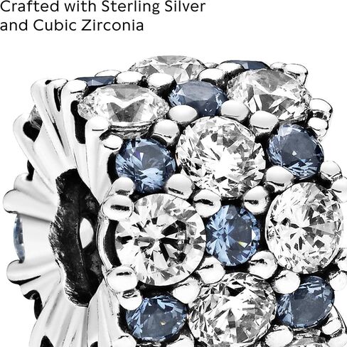 PANDORA Blue & Clear Sparkle Charm - Compatible Moments Bracelets - Jewelry for Women - Gift for Women in Your Life - Made with Sterling Silver & Cubic Zirconia in Saudi Arabia