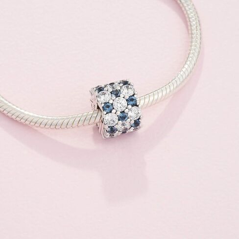 PANDORA Blue & Clear Sparkle Charm - Compatible Moments Bracelets - Jewelry for Women - Gift for Women in Your Life - Made with Sterling Silver & Cubic Zirconia in Saudi Arabia