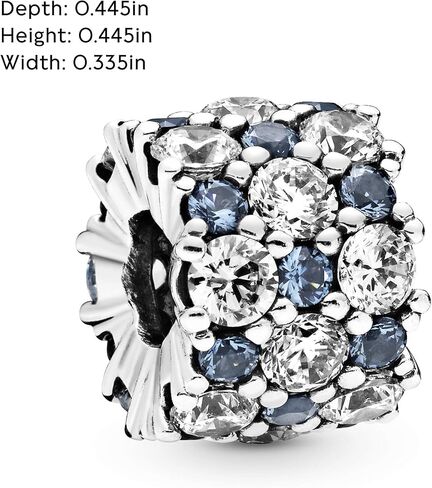 PANDORA Blue & Clear Sparkle Charm - Compatible Moments Bracelets - Jewelry for Women - Gift for Women in Your Life - Made with Sterling Silver & Cubic Zirconia in Saudi Arabia