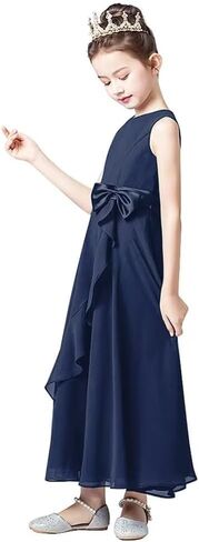 Little Juniors Girl Long Bridesmaid Dress Wedding Flower Girls Formal Pageant Party Dresses Chiffon Sleeveless in Saudi Arabia