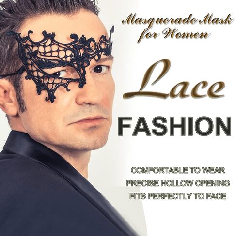 Masquerade Mask for Women Lace Mask for Halloween Carnival Mardi Gras Party Costume in Kuwait