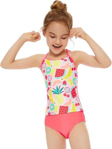 ملابس سباحة تانكيني للفتيات مكونة من قطعتين بدلة سباحة بعامل حماية من الأشعة فوق البنفسجية 50+ ملابس سباحة رياضية هالتر للأطفال in Kuwait