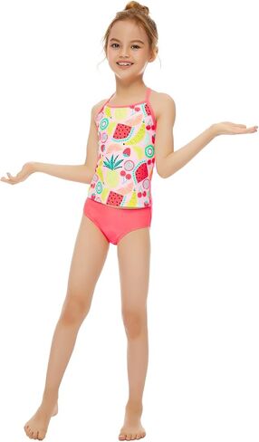 ملابس سباحة تانكيني للفتيات مكونة من قطعتين بدلة سباحة بعامل حماية من الأشعة فوق البنفسجية 50+ ملابس سباحة رياضية هالتر للأطفال in Kuwait