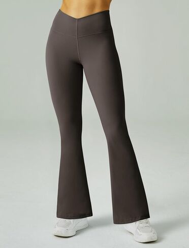 FireSwan Women's Flare Yoga Pants V Waist Flared Leggings High Waisted Bootcut Workout Pants Tummy Control in Kuwait