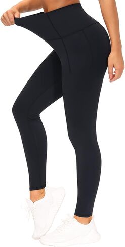 Wjustforu Women's Leggings High Waist Tummy Control Yoga Pants with Pockets Non See-Through Workout Running Pants in Kuwait