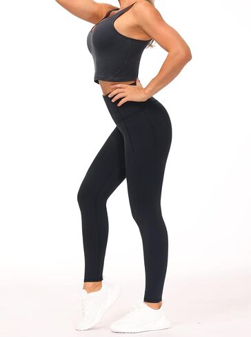 Wjustforu Women's Leggings High Waist Tummy Control Yoga Pants with Pockets Non See-Through Workout Running Pants in Kuwait