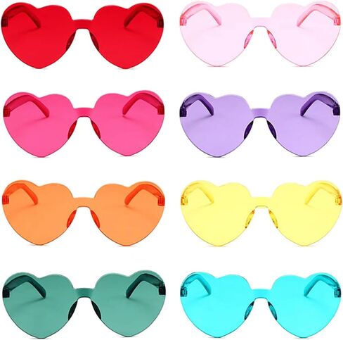 LIULIUBTY Heart Shaped Rimless Sunglasses,Jelly Fudge Series Bachelor Party Cool Sunglasses 8 Pack for Glasses Party Favors in Kuwait