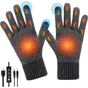 USB Heated Gloves, Winter Warm Heated Gloves with 3 Adjustable Temperature Touchscreen Gloves Work Gloves Hand Warmers Unisex Washable Knitting Glove for Men Women Indoor Outdoor (Plug & Play) in Kuwait
