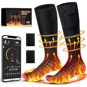 جوارب ساخنة، جوارب كهربائية قابلة لإعادة الشحن بقدرة 5000 مللي أمبير في الساعة مع جهاز تحكم عن بعد التطبيق، جوارب تسخين شتوية تعمل بالبطارية الحرارية لمدة 8 ساعات للرجال والنساء والتزلج والتخييم والجري وركوب الدراجات in Kuwait