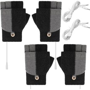 SATINIOR USB Heated Gloves 2 Pairs Winter Warm Heating Mitten Full and Half Hand Warmers Washable Knitting Typing Gloves