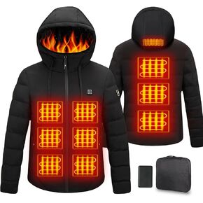 Qdreclod Heated Jacket with Battery Pack 10000mAh, Electric Heated Jackets for Men Women Heated Coat for Skiing Motorcycling