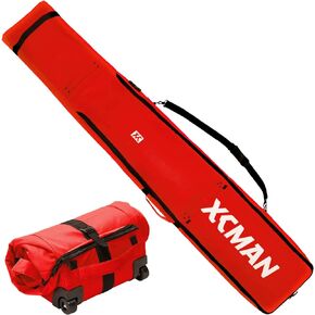 حقيبة عجلات مبطنة على الجليد من XCMAN مع قفل TSA، مثالية لرحلات الطريق والسفر بالطائرة، طول قابل للتعديل من 57 بوصة إلى 74.8 بوصة يناسب زوجين من ألواح التزلج على الجليد in Kuwait