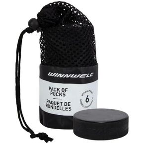 Winnwell Official Ice Hockey Pucks - Regulation Size & Weight 6oz Black Puck with Mesh Carrying Bag, Great for Stick Handling & Training Drills in Saudi Arabia