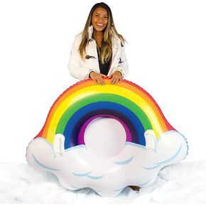 أنبوب ثلج SNOWCANDY مقاس 48 بوصة قوس قزح في القطب الشمالي، زلاجة ثلجية قابلة للنفخ للأطفال والكبار، شديدة التحمل مع مقابض وأسفل، زلاجة شتوية خارجية، سهلة النفخ والتفريغ in Kuwait