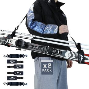 DARCHEN Ski Strap and Pole Carrier 2 Pack - Skiing Accessory for Easy Transportation of Your Ski Gear - Feel Comfortable Walking to and from The Mountain - Adjustable Size in Kuwait