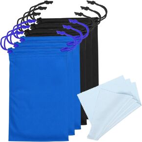 حقيبة نظارات التزلج من باتيكل مقاس 11 × 7 بوصة، 6 عبوات من الألياف الدقيقة مع قماش نظارات وأكياس حماية من الثلوج وحقيبة تخزين واقية للعدسات، أسود أزرق in Kuwait