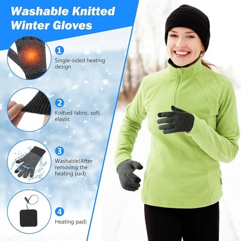 USB Heated Gloves, Winter Warm Heated Gloves with 3 Adjustable Temperature Touchscreen Gloves Work Gloves Hand Warmers Unisex Washable Knitting Glove for Men Women Indoor Outdoor (Plug & Play) in Kuwait