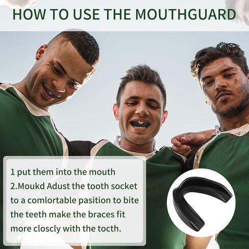 100 قطعة من واقي الفم للشباب للرياضة وواقي الفم وكرة القدم الرياضية وقطعة الفم لحماية اللثة للملاكمة وكرة السلة وكرة القدم والهوكي والكاراتيه (أسود، نمط بسيط) in Kuwait