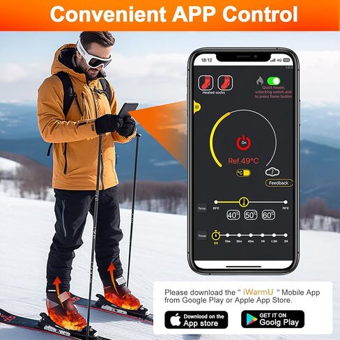 جوارب ساخنة، جوارب كهربائية قابلة لإعادة الشحن بقدرة 5000 مللي أمبير في الساعة مع جهاز تحكم عن بعد التطبيق، جوارب تسخين شتوية تعمل بالبطارية الحرارية لمدة 8 ساعات للرجال والنساء والتزلج والتخييم والجري وركوب الدراجات in Kuwait