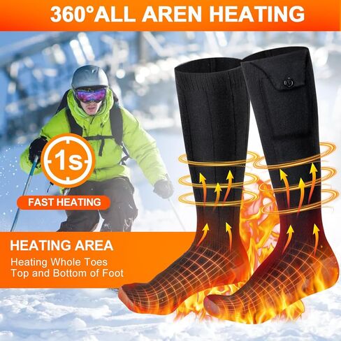 جوارب ساخنة، جوارب كهربائية قابلة لإعادة الشحن بقدرة 5000 مللي أمبير في الساعة مع جهاز تحكم عن بعد التطبيق، جوارب تسخين شتوية تعمل بالبطارية الحرارية لمدة 8 ساعات للرجال والنساء والتزلج والتخييم والجري وركوب الدراجات in Kuwait