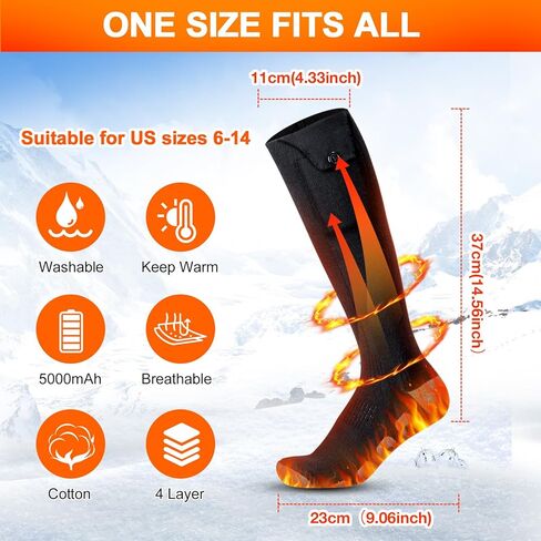 جوارب ساخنة، جوارب كهربائية قابلة لإعادة الشحن بقدرة 5000 مللي أمبير في الساعة مع جهاز تحكم عن بعد التطبيق، جوارب تسخين شتوية تعمل بالبطارية الحرارية لمدة 8 ساعات للرجال والنساء والتزلج والتخييم والجري وركوب الدراجات in Kuwait