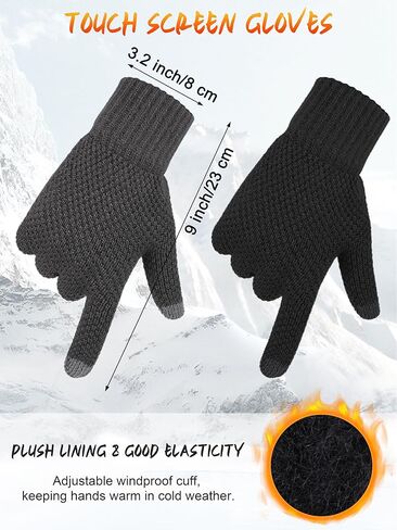 Apoway 6 Pieces Winter Warm Set Knitted Beanie Hat Scarf Touch Screen Gloves Earflap Neck Warmer Winter Gifts for Men Women in Kuwait