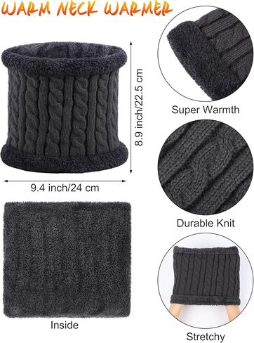 Apoway 6 Pieces Winter Warm Set Knitted Beanie Hat Scarf Touch Screen Gloves Earflap Neck Warmer Winter Gifts for Men Women in Kuwait
