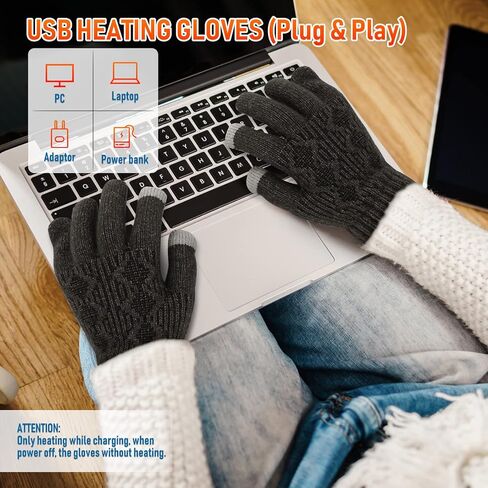 قفازات LINGSFIRE USB ساخنة للرجال والنساء، قفازات التدفئة الكهربائية مع 3 درجات حرارة، قفازات تسخين USB كاملة الأصابع لأجهزة الكمبيوتر المحمول، قفازات تسخين كهربائية لتدفئة اليد للداخلية والخارجية in Kuwait