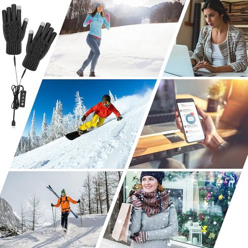 قفازات LINGSFIRE USB ساخنة للرجال والنساء، قفازات التدفئة الكهربائية مع 3 درجات حرارة، قفازات تسخين USB كاملة الأصابع لأجهزة الكمبيوتر المحمول، قفازات تسخين كهربائية لتدفئة اليد للداخلية والخارجية in Kuwait