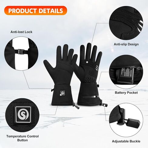 Heated Glove Liners Men Women - Rechargeable Battery Hand Warmer Gloves for Winter Motorcycle Skiing Camping Fishing Hunting in Kuwait