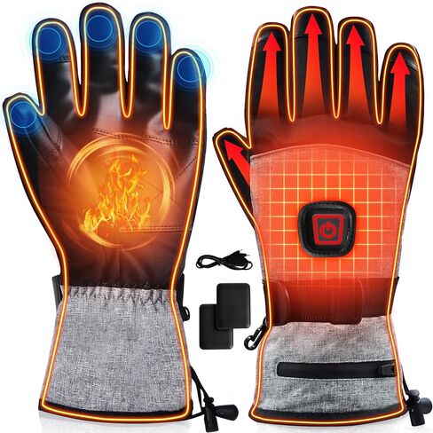 Heated Gloves for Men Women, Winter Rechargeable Electric Heating Gloves with 6000mAh Battery, Waterproof Touchscreen Warm Heat Hand Warmers for Outdoor Sports Cycling Skiing Motorcycle Camping Hiking in Saudi Arabia