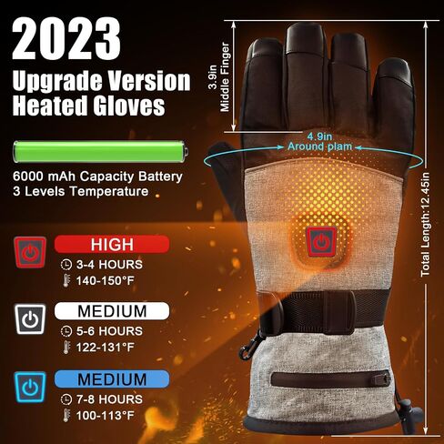 Heated Gloves for Men Women, Winter Rechargeable Electric Heating Gloves with 6000mAh Battery, Waterproof Touchscreen Warm Heat Hand Warmers for Outdoor Sports Cycling Skiing Motorcycle Camping Hiking in Saudi Arabia