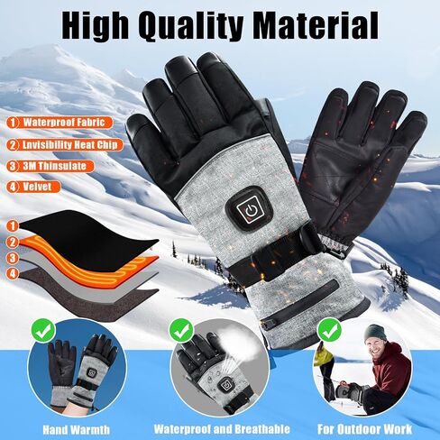 Heated Gloves for Men Women, Winter Rechargeable Electric Heating Gloves with 6000mAh Battery, Waterproof Touchscreen Warm Heat Hand Warmers for Outdoor Sports Cycling Skiing Motorcycle Camping Hiking in Saudi Arabia