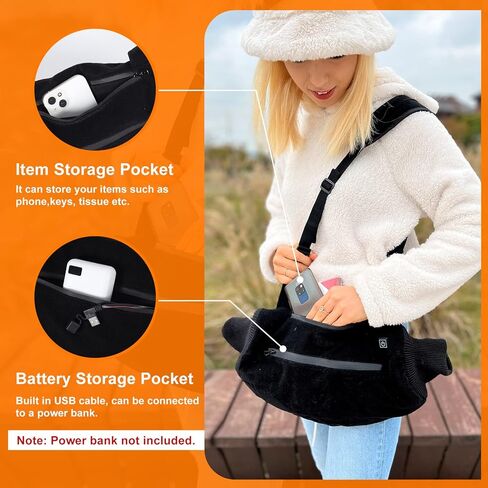 FlyfreeU Heated Hand Muff, Portable USB Electric Heating Hand Warmer Pouch for Winter Outdoor Hunting Camping Sport Golf Hike Football, Heated Waist Pouch with 3 Heating Levels. (Without Battery) in Kuwait