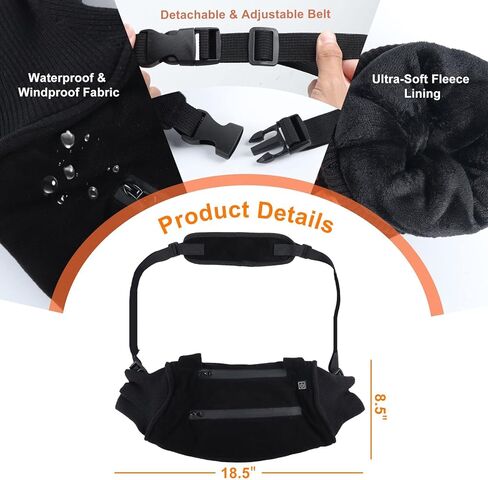 FlyfreeU Heated Hand Muff, Portable USB Electric Heating Hand Warmer Pouch for Winter Outdoor Hunting Camping Sport Golf Hike Football, Heated Waist Pouch with 3 Heating Levels. (Without Battery) in Kuwait