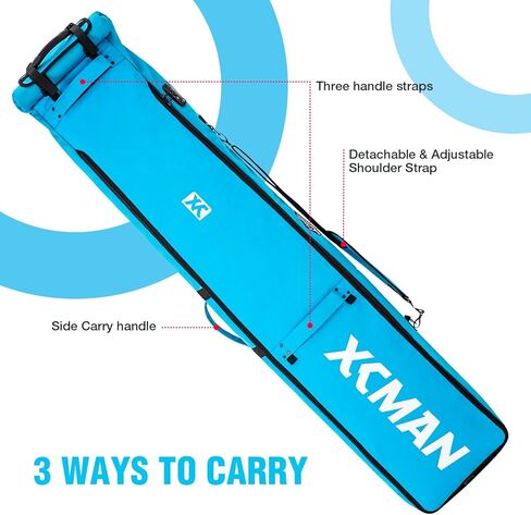 حقيبة التزلج على الجليد المبطنة من XCMAN مع عجلات وقفل، رحلات برية وطائرة جوية بطول قابل للتعديل من 63 إلى 78 بوصة in Kuwait