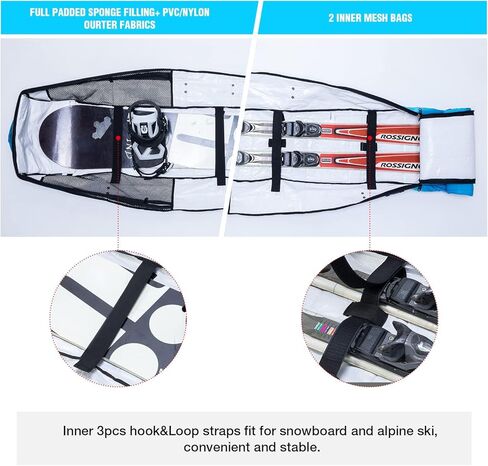 حقيبة التزلج على الجليد المبطنة من XCMAN مع عجلات وقفل، رحلات برية وطائرة جوية بطول قابل للتعديل من 63 إلى 78 بوصة in Kuwait