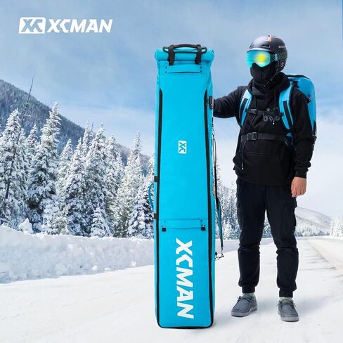 حقيبة التزلج على الجليد المبطنة من XCMAN مع عجلات وقفل، رحلات برية وطائرة جوية بطول قابل للتعديل من 63 إلى 78 بوصة in Kuwait