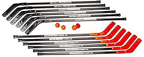 Cosom Junior Hockey Sticks for Floor Hockey and Street Hockey for Kids, Youth Hockey Set, PHYS Ed Hockey Equipment, Hockey Training, 16 Piece 12 Plastic Sticks, 2 Pucks, in Saudi Arabia