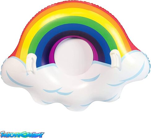 أنبوب ثلج SNOWCANDY مقاس 48 بوصة قوس قزح في القطب الشمالي، زلاجة ثلجية قابلة للنفخ للأطفال والكبار، شديدة التحمل مع مقابض وأسفل، زلاجة شتوية خارجية، سهلة النفخ والتفريغ in Kuwait
